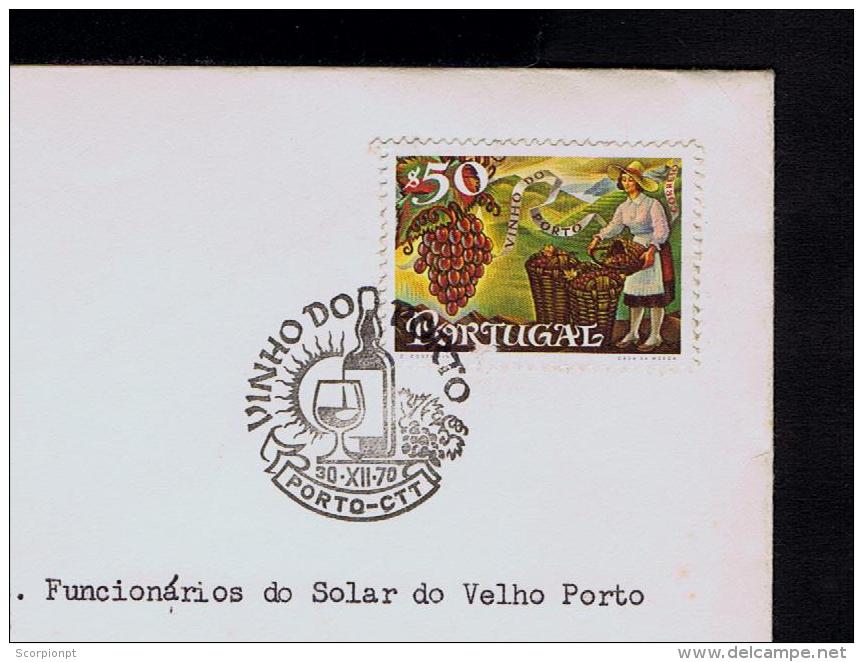 Portugal Grapes Vines Wine Vin PORTO Wines $50 Fdc Expertise Cover Covers 1970 Boissons Drinks Sp2376 - Postal Logo & Postmarks