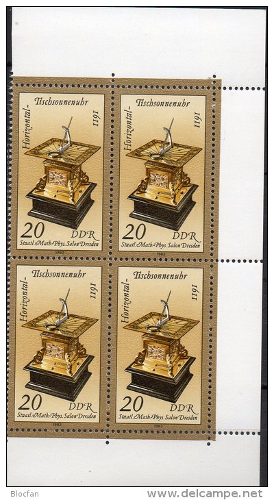 Abart Sonnenuhren DDR Von Feld 7 Des Kleinbogen DDR 2798 I Plus 4-Block ** 81€ Blocchi Bf M/s Clock Sheetlet Of Germany - Clocks