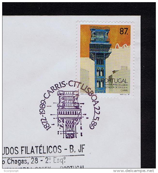 Portugal Lisboa Architecture Eifell 1989 Cover Covers élevateur Stª Justa Transports Sp2375 - Postal Logo & Postmarks