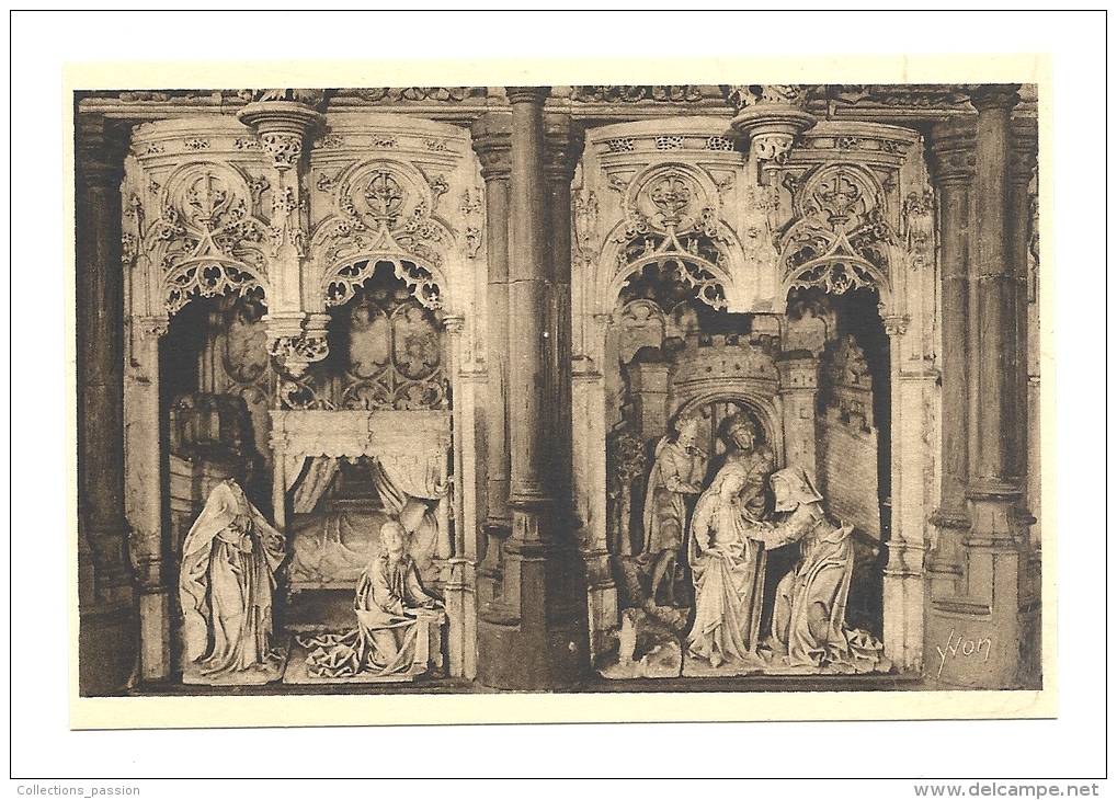 Cp, 01, Bourg, Eglise De Brou, Figures Du Rétable De La Chapelle De La Vierge, L'Annonciation Et La Visitation - Eglise De Brou
