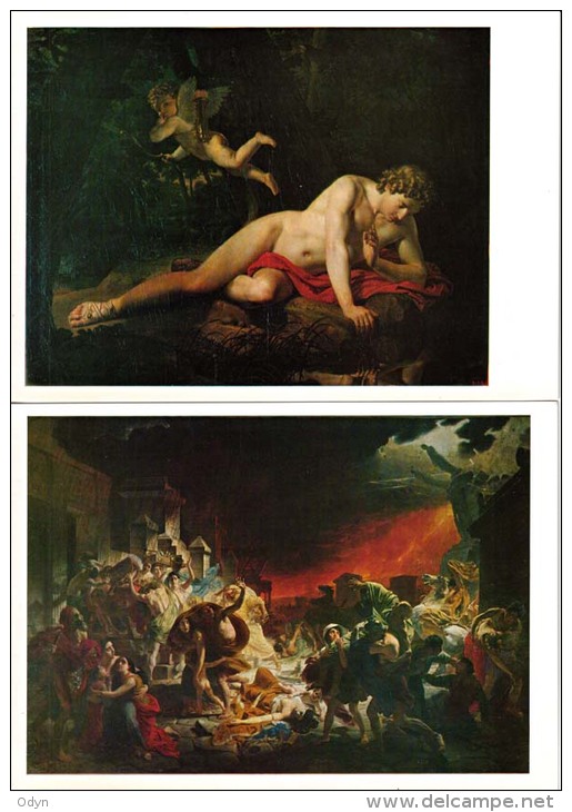 K. Briullov paintings; set of 16 BIG postcards 15x21 with cover - see all scans