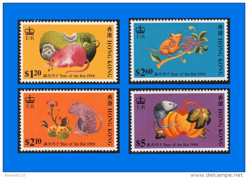 HK 1996-0001, Chinese New Year (Year Of The Rat), Complete Set Of 4 MNH Stamps - Unused Stamps