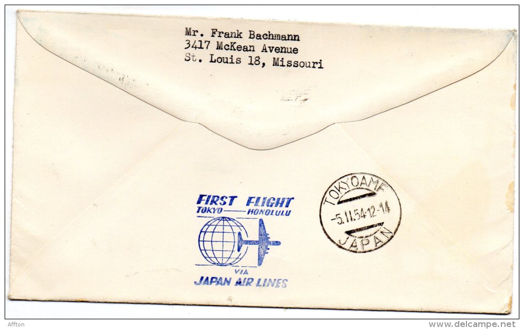 First Flight By Japan Air Lines Tokyo Honolulu 1954 Cover - Poste Aérienne