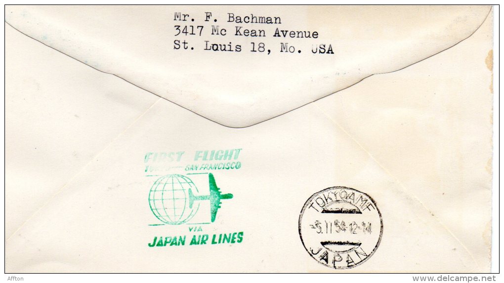 First Flight By Japan Air Lines Tokyo San Francisco 1954 Cover - Airmail