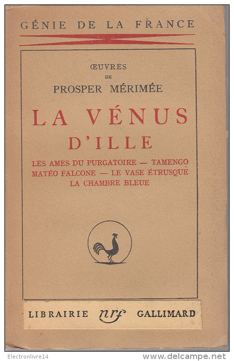 Merimee La Venus D'ille  Gallimard Exemplaire Sur Velin - Before 1950