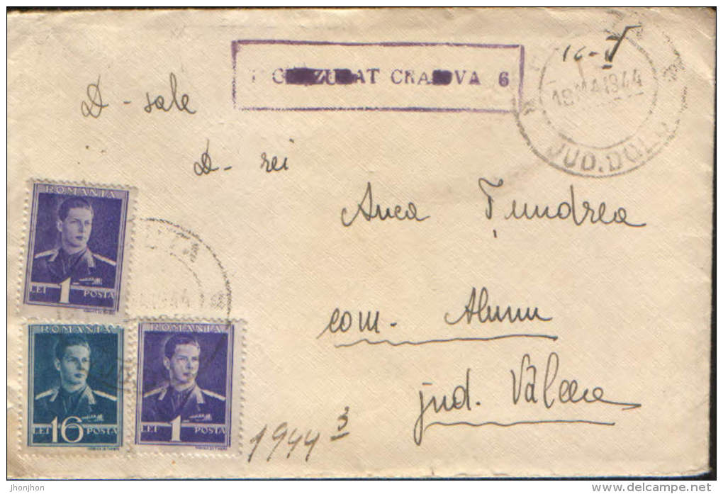 Romania-Envelope Circulated In 1944,censored Craiova 6 - 2de Wereldoorlog (Brieven)