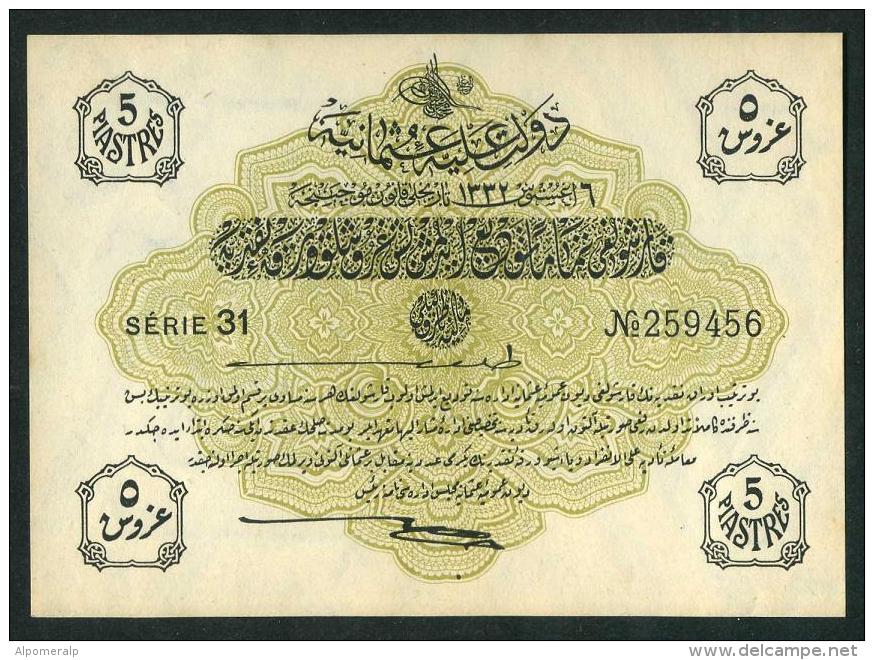 OTTOMAN EMPIRE 1332 (1916) - 5 Piastres (Qurush) / Sultan Mehmet Reshad, UNC - Turquie