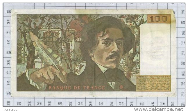 100 Francs Delacroix, Fayette N° 69-9, état B-TB - 100 F 1978-1995 ''Delacroix''