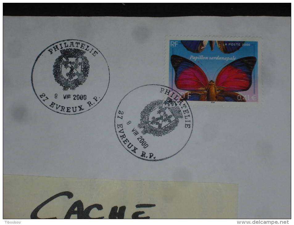 EVREUX RP PHILATELIE - EURE - CACHET ROND MANUEL SUR YT 3332 - FAUNE INSECTE PAPILLON - - Cachets Manuels