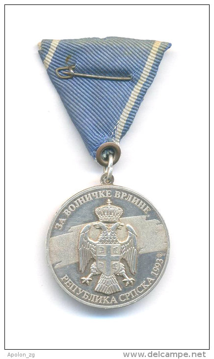 REPUBLIC SRPSKA - Serbischen Republik * ARMY, MEDAL FOR MILITARY VIRTUES 1993 , RARE SILVER MEDAL ! - Other & Unclassified