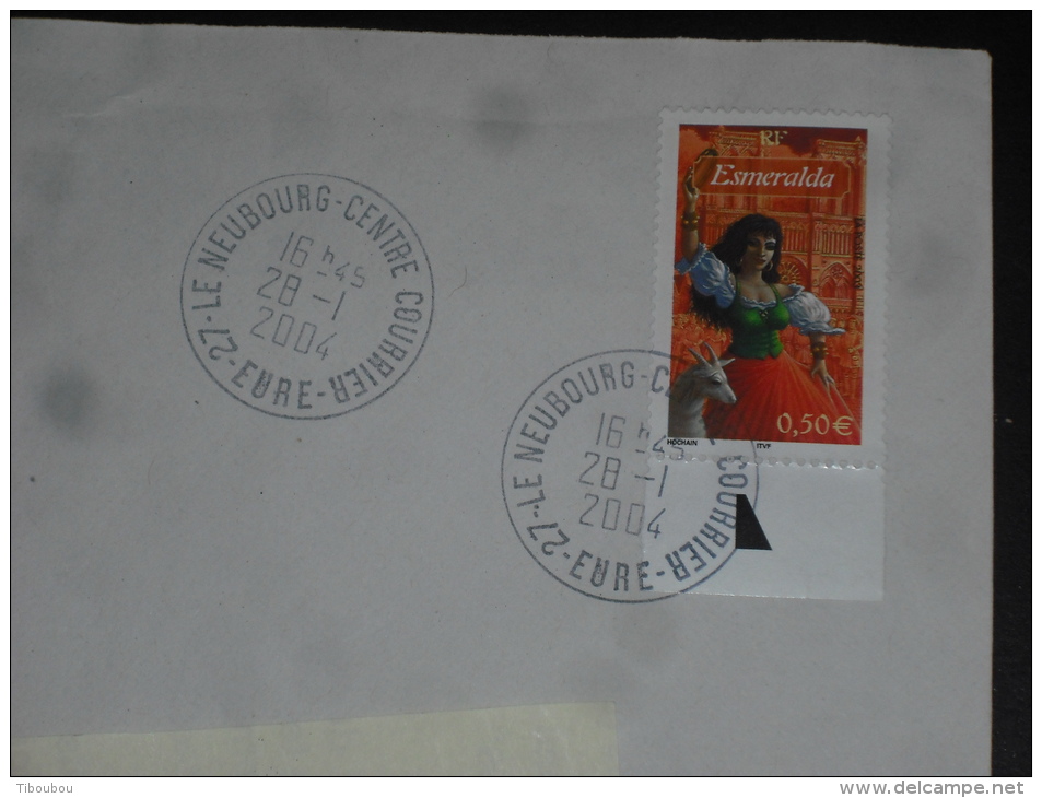 LE NEUBOURG CENTRE COURRIER - EURE - CACHET ROND MANUEL SUR YT 3589 - VICTOR HUGO ECRAIVAIN LITTERATURE CHEVRE ESMERALDA - Cachets Manuels