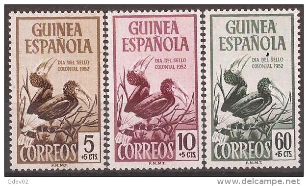 GUI318-L4088TAO.Guinea Guinee GUINEA ESPAÑOLA  DIA DEL SELLO.Aves 1952( Ed 318/20**) Sin Charnela LUJO - Otros & Sin Clasificación