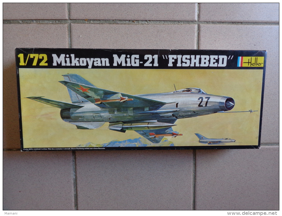 Maquette Avion Militaire--en Plastique-mikoyan Mig-21 "fishbed"-.1/72-ref Heller 252- - Avions