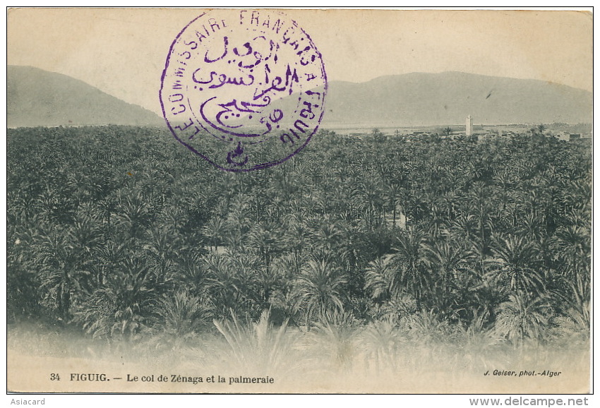 Figuig 34 Le Col De Zenaga Et Palmeraie Oasis Sahara Edit Geiser Cachet Franco Arabe - Autres & Non Classés