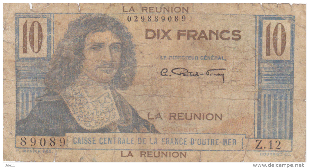 REUNION .10 FRANCS  COLBERT   .série Z.12 - N°89089 . CAISSE CENTRALE DE LA FRANCE D&acute;OUTRE-MER - Reunion