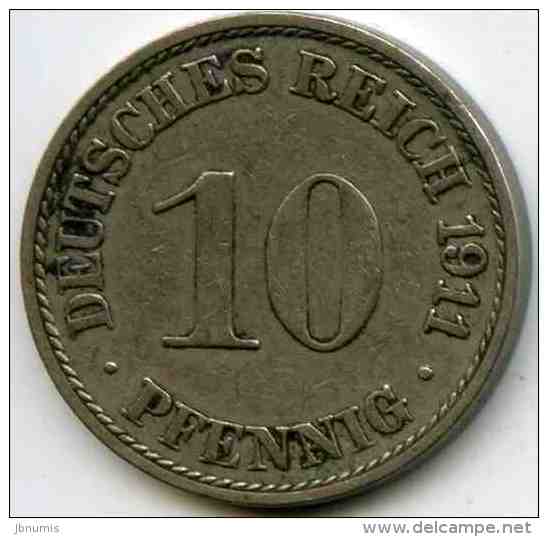 Allemagne Germany 10 Pfennig 1911 A J 13 KM 12 - 10 Pfennig