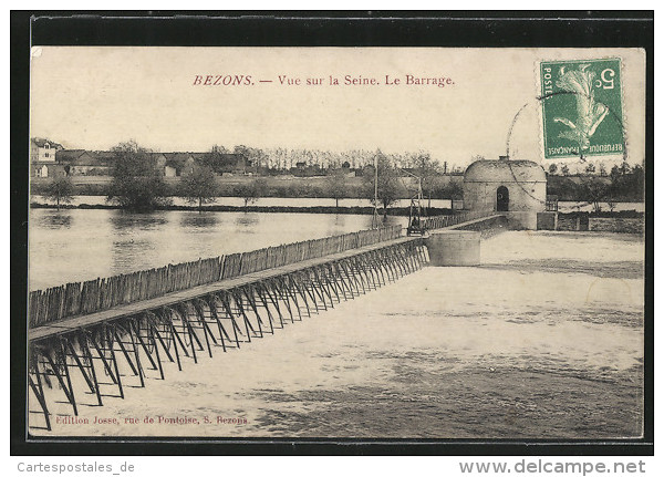 CPA Bezons, Vue Sur La Seine, La Barrage - Bezons