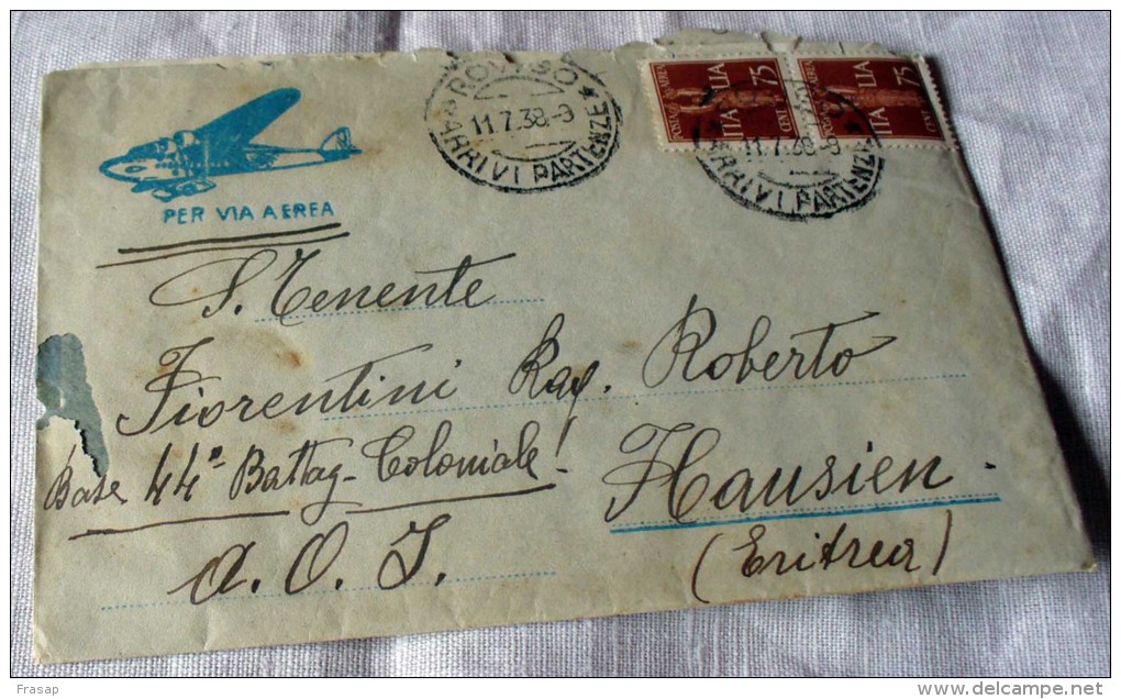 ITALY-ETHIOPIE 1938-AIR MAIL -COVER + LETTER -TIMBRE COLONIALE HAUSSIEN - Ethiopia