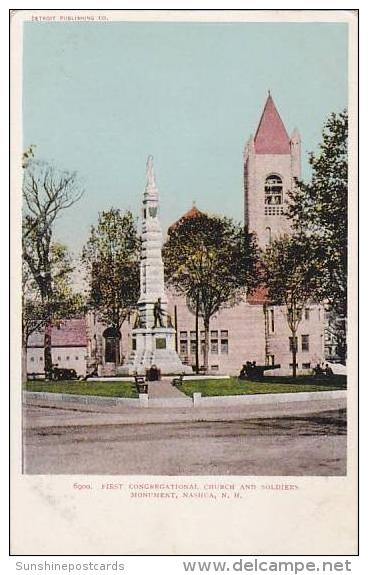 New Hampshire Nashua First Congregrational Church And Soldiers Monument - Nashua