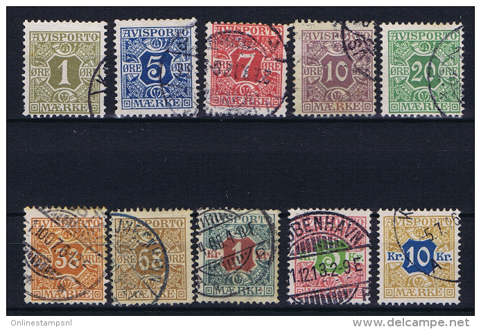 Denmark, 1919 , Avisporto Newspaper Mi  1 - 10 X    Used - Postage Due