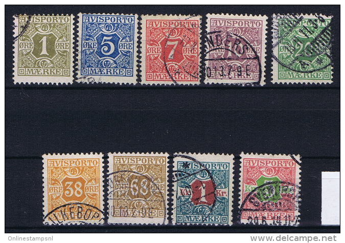 Denmark, 1919 , Avisporto Newspaper Mi  1 - 9 X    Used Part Of Set - Segnatasse