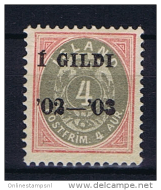 Iceland: 1902  Mi 25B  MH/* - Unused Stamps