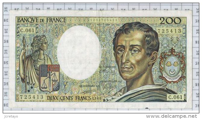 200 Francs Montesquieu, Ref Fayette 70/8, état TTB+ - 200 F 1981-1994 ''Montesquieu''