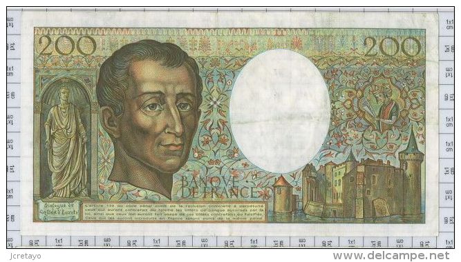 200 Francs Montesquieu, Ref Fayette 70/7, état TTB - 200 F 1981-1994 ''Montesquieu''