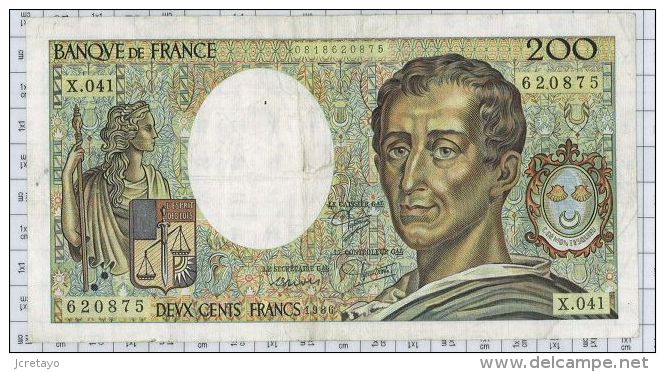 200 Francs Montesquieu, Ref Fayette 70/6, état TTB+ - 200 F 1981-1994 ''Montesquieu''