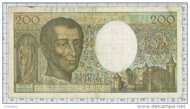 200 Francs Montesquieu, Ref Fayette 70/10b, état TTB - 200 F 1981-1994 ''Montesquieu''