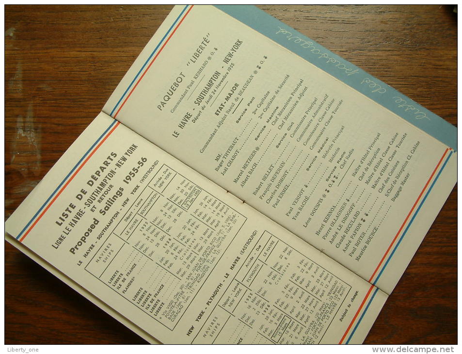 Cie Gle TRANSATLANTIQUE French Line LISTE DE PASSAGERS " Liberté " Anno 1955 + Wimpel + CP ( details zie foto ) !