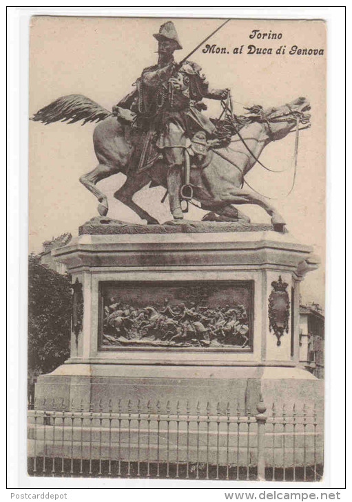 Monumento Duca Di Genova Torino Italy 1910c Postcard - Other Monuments & Buildings