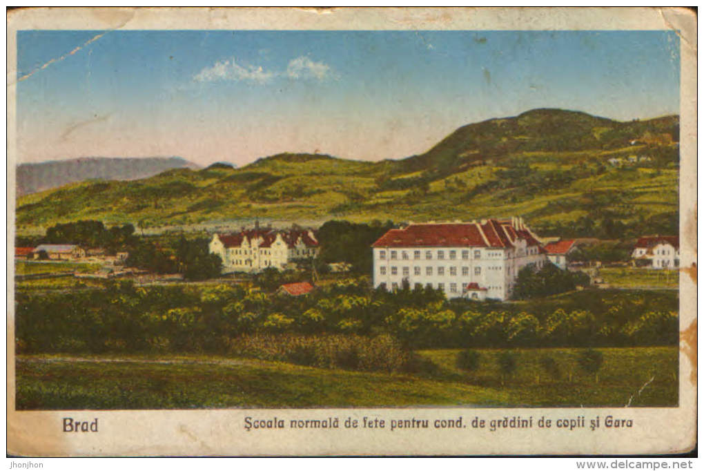 Romania-Postcard Unused,written Back-Brad-Normal School For Girls For Kindergartens And Station-2/scans - Roemenië