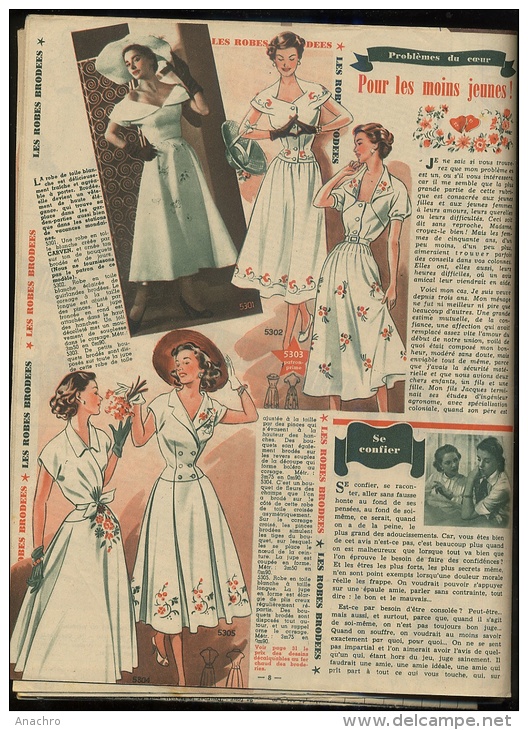 FEMMES D' AUJOURD'HUI 1952 + PATRON ROBE BRODERIE ANGLAISE RICHELIEU PAPILLON - Schnittmuster