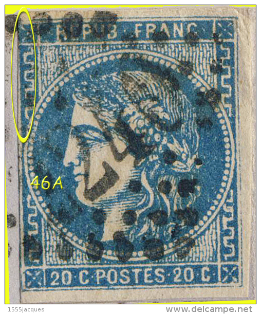 N° 46A + 45C CÉRÈS ÉMISSION DE BORDEAUX 1870 - OBLITÉRÉS ST / B SUR FRAGMENT DE MARSEILLE - 21 AVRIL 1871 - - 1849-1876: Classic Period