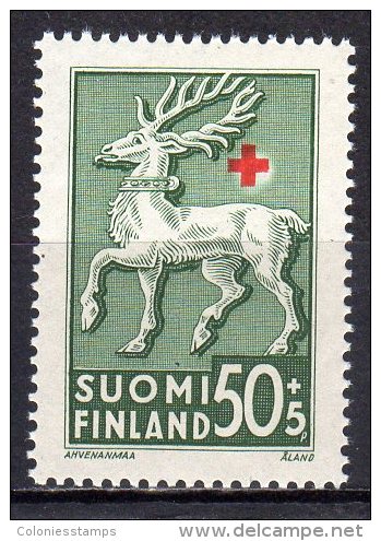 (SA0218) FINLAND, 1942 (Red Cross, Arms Of Ahvenanmaa (Åland), 50p.+5p., Green). Mi # 254. MNH** Stamp - Nuovi
