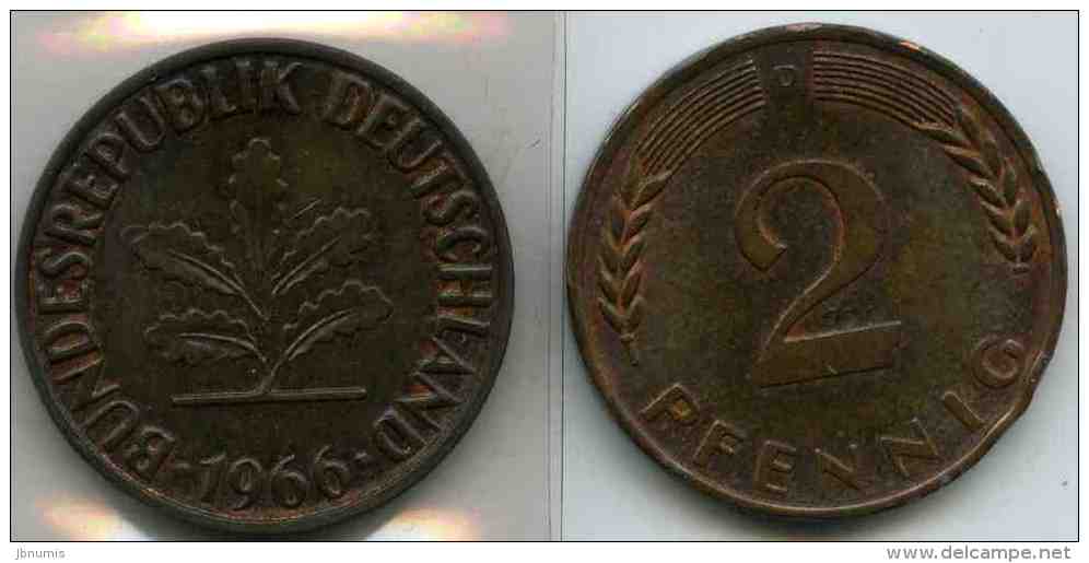 Allemagne Germany 2 Pfennig 1966 D J 381 KM 106 - 2 Pfennig