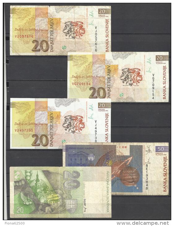 SLOVENIE .  LOT DE 5 BILLETS . - Slovénie