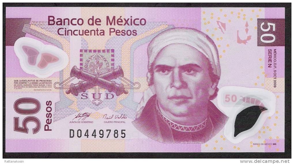 MEXICO  P123g     50  PESOS  23.4.2009 Serie N          AUNC. - Mexico