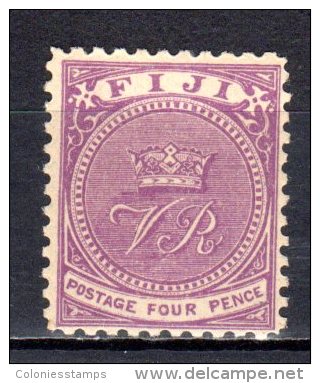 (SA0480) FIJI, 1890 (VR, 4p., Violet). Mi # 32. Mint Hinged* Stamp - Fiji (...-1970)