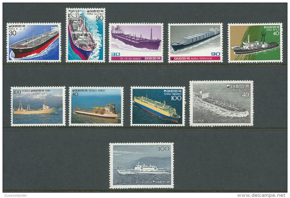 1981 Ships Set  Of 10 Complete MUH SG Catalogue No´s 1465/1466,1470/1471,1482,83, 84,85 & 1501/1502 - Korea, South