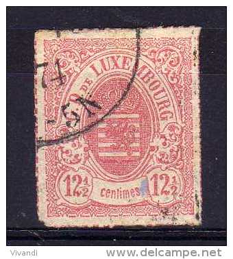 Luxembourg - 1865 - 12½ C (Roulette In Colour) - Used - 1859-1880 Stemmi