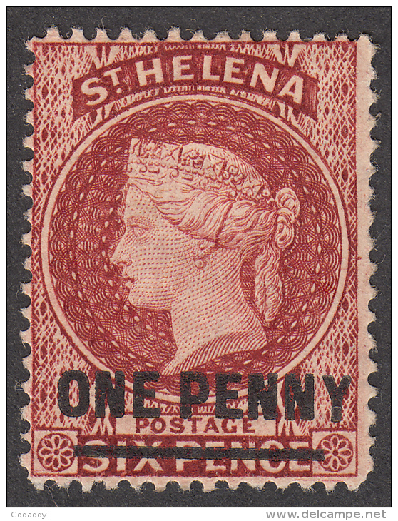 St Helena  1884  1d On 6d  SG37  MH - Saint Helena Island