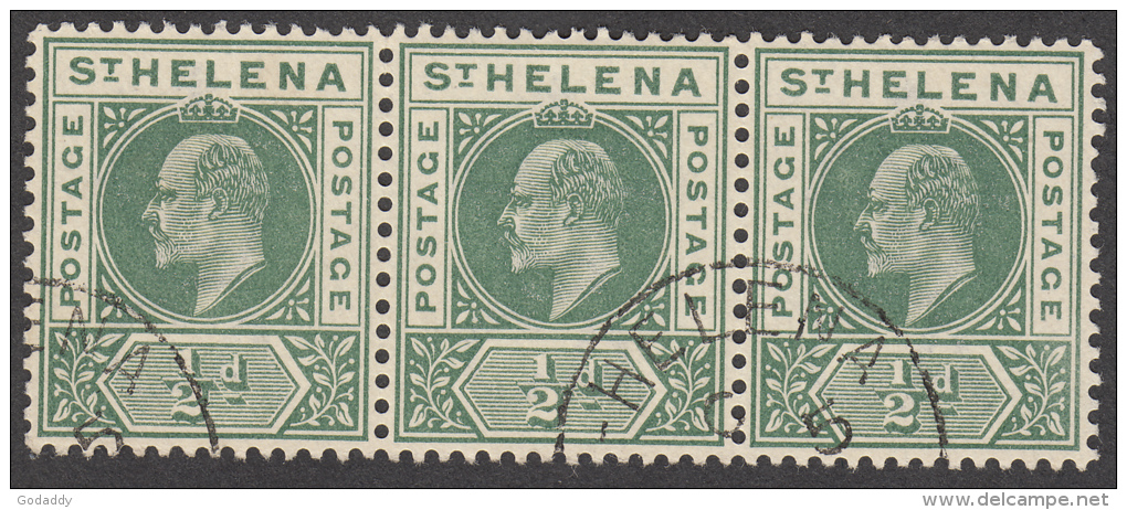 St Helena  1902   1/2d   SG53  Used Strip Of 3 - St. Helena
