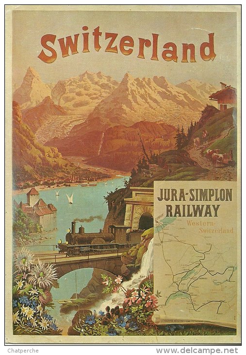 SWITZERLAND JURA SIMPLON RAILWAY KUNSTLER UNBEKANNT TRAIN TRANSPOR 1890  EDIT BIREGG VERLAG  N°1101 RCRITE CIRCULEE 1975 - Simplon