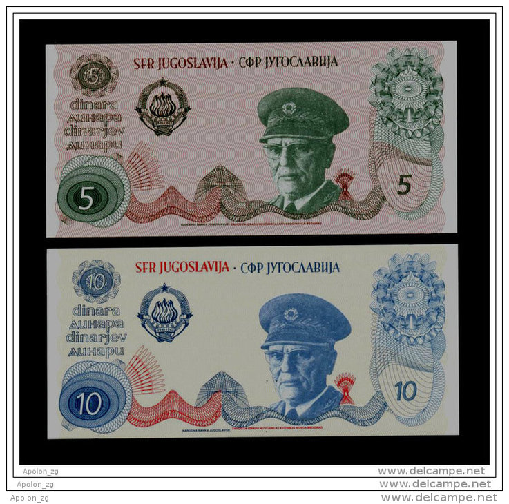 YUGOSLAVIA - JUGOSLAWIEN: Pair  5  & 10 Dinar ND1980 UNC *JOSIP BROZ TITO*  PROOF NOTE - Yugoslavia