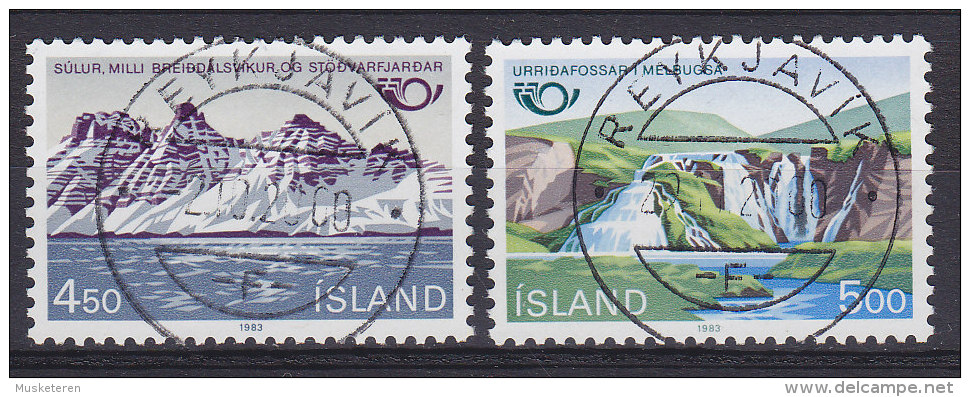 Iceland 1983 Mi. 596-97 NORDEN Tourismus In Skandinavien Berg Súlur & Urrithafossar Deluxe REYKJAVIK Cancel !! - Gebruikt