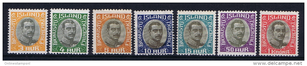 Iceland Dienstmarken  1920,  35 - 40  MH/* Incomplete Set (-20A) - Dienstmarken