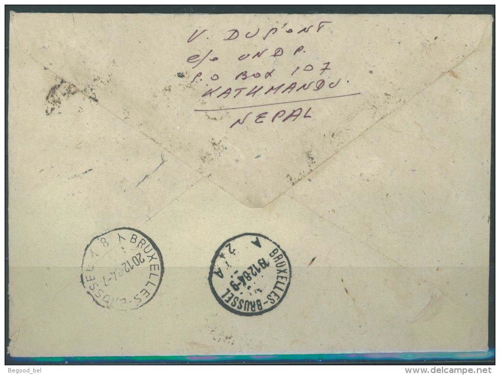 NEPAL  -  COVER - 13.12.1984 - FROM KATHMANDU TO BELGIUM  - Mi 415+435+439 Yv 405+409+385 - Lot 8345 - Nepal