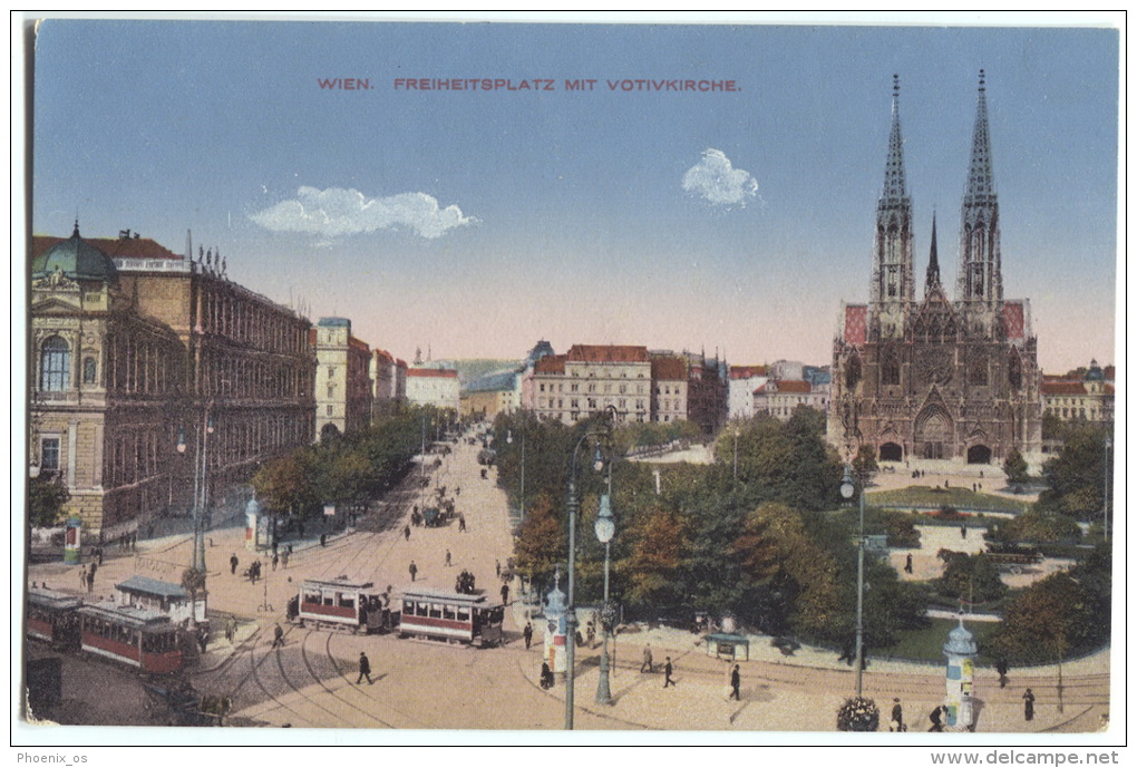Austria - WIEN, Freiheitsplatz Mit Votivkirche, Tram - Kirchen
